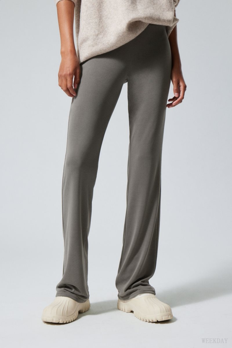 Weekday Bea Jersey Trousers Dark Khaki | WOQD8473