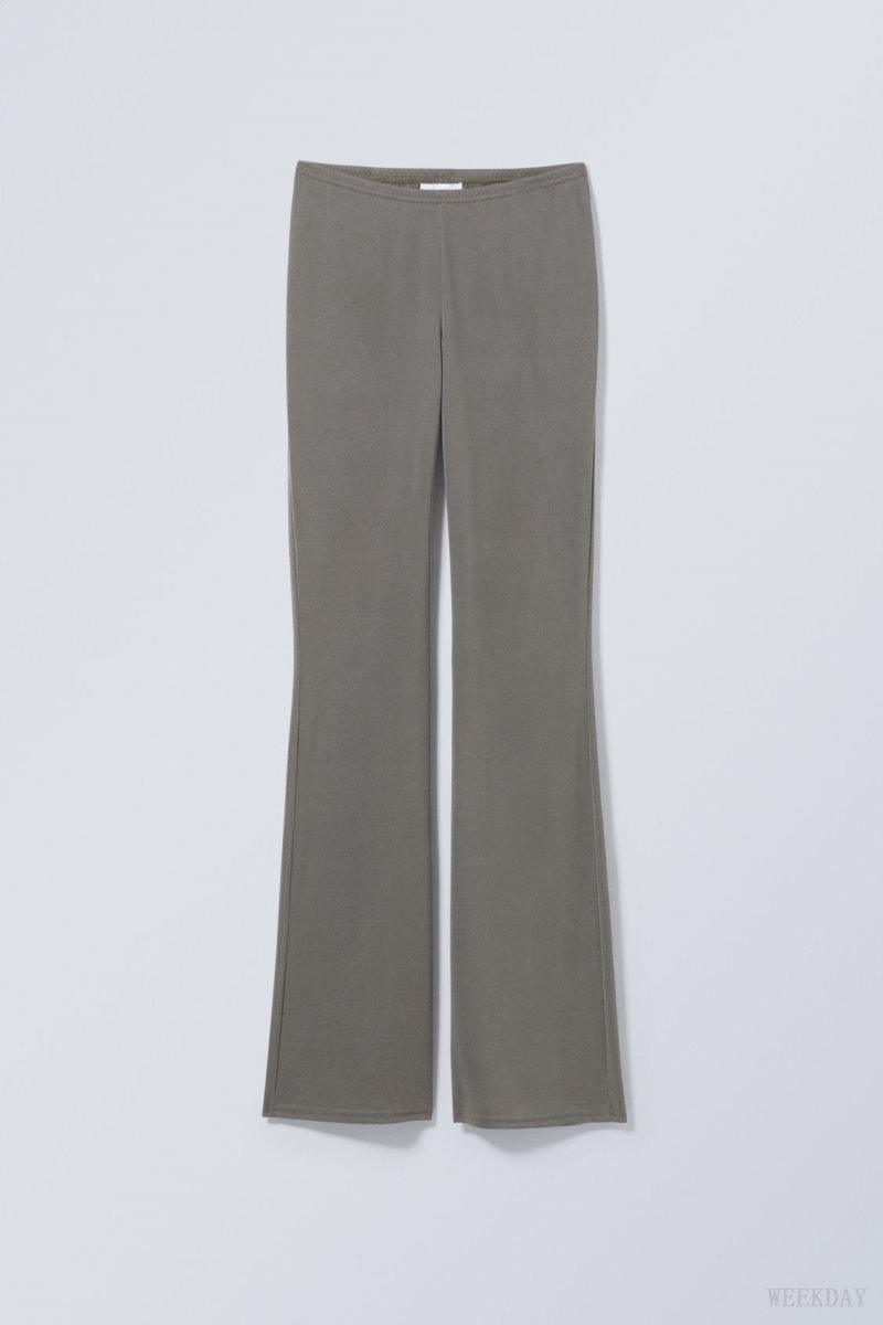 Weekday Bea Jersey Trousers Dark Khaki | WOQD8473