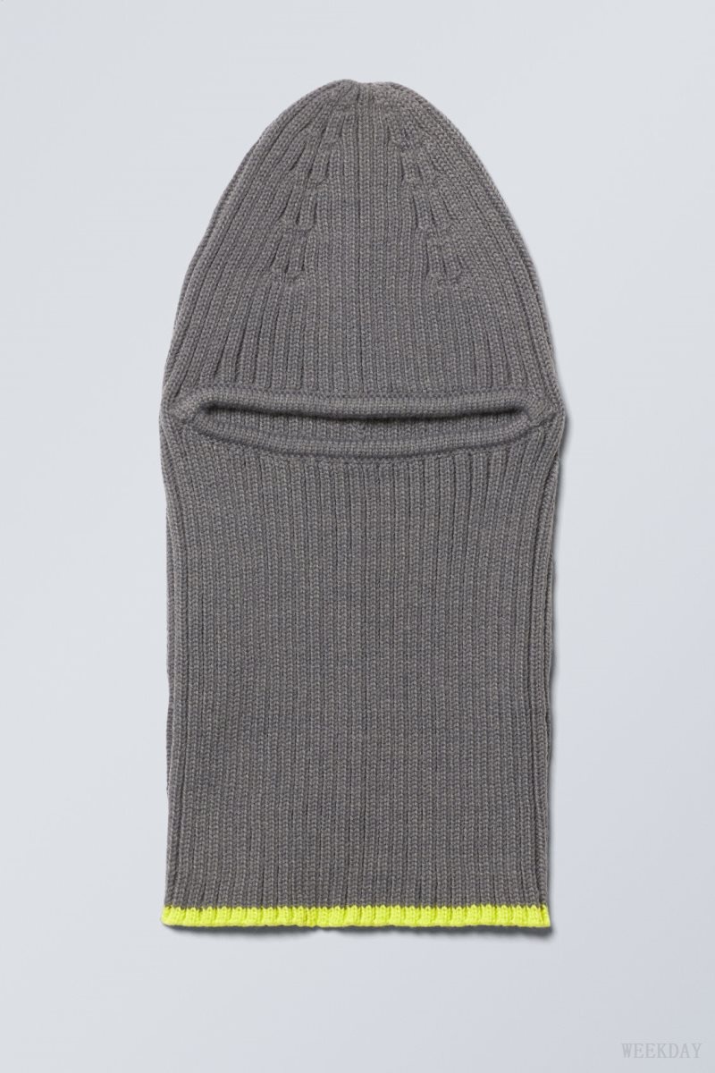 Weekday Bell Balaclava Grey / Yellow | PQIV9541