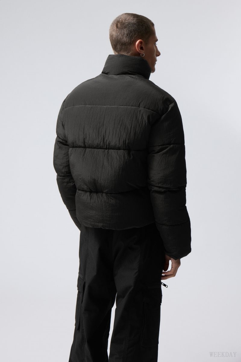 Weekday Ben Ripstop Puffer Jacket Black | LURW4954