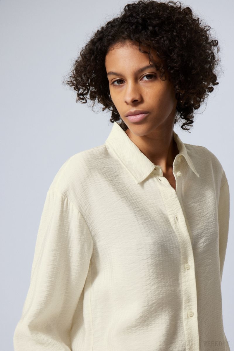 Weekday Blend Drapy Seersucker Shirt Light Mole | DCUQ8552