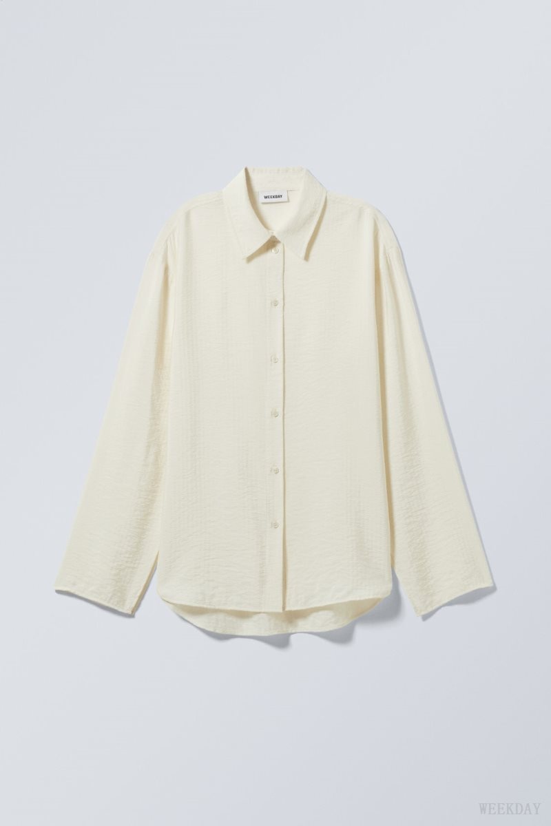 Weekday Blend Drapy Seersucker Shirt Light Mole | DCUQ8552