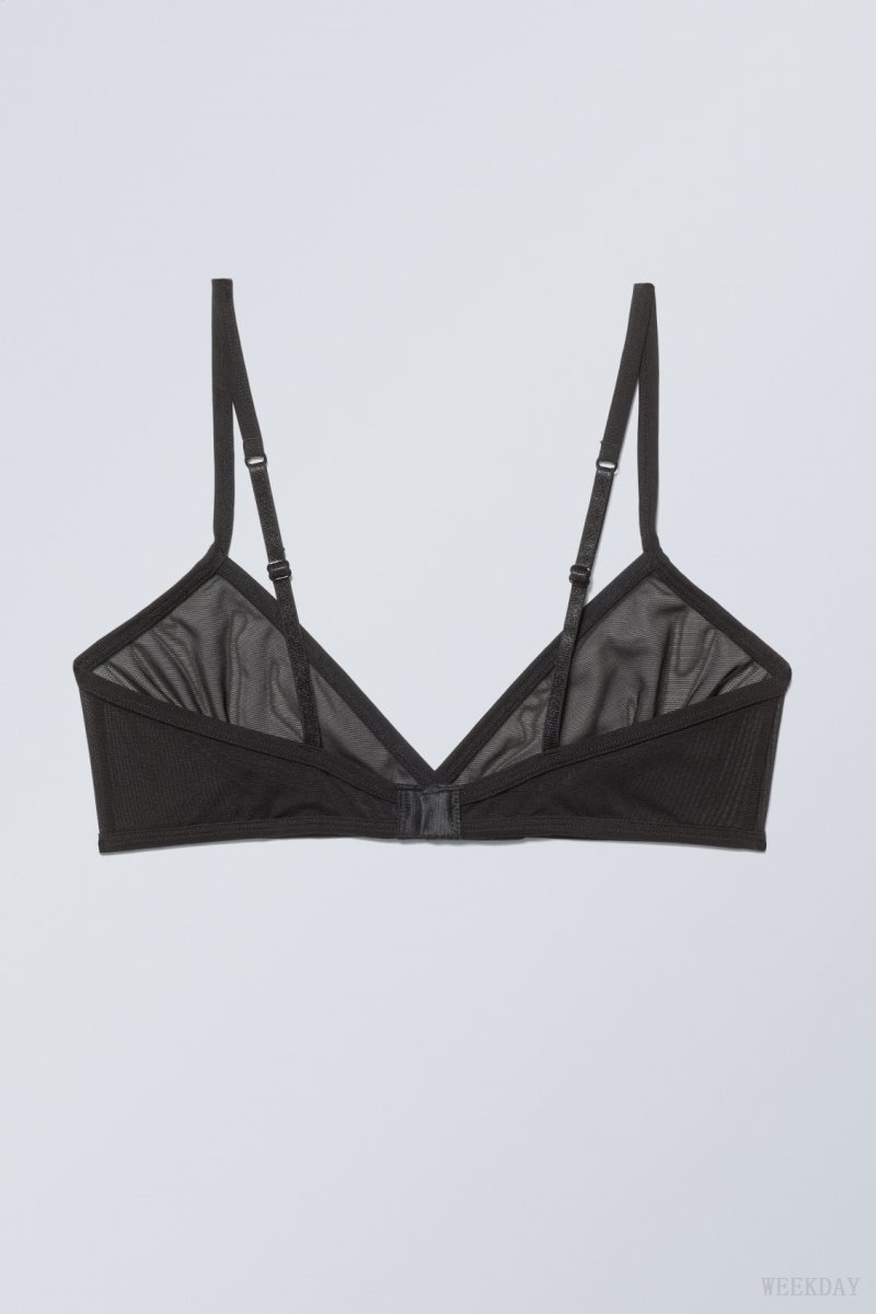 Weekday Bonnie Mesh Triangle Bralette Bralette Black | LOWI2536