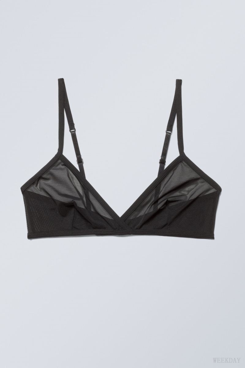 Weekday Bonnie Mesh Triangle Bralette Bralette Black | LOWI2536