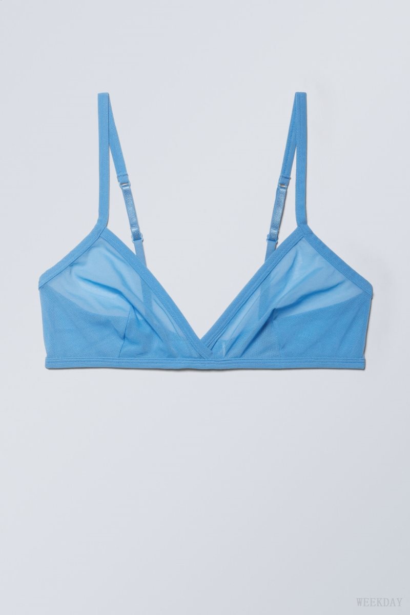 Weekday Bonnie Mesh Triangle Bralette Bralette Light Blue | ZQOR5841