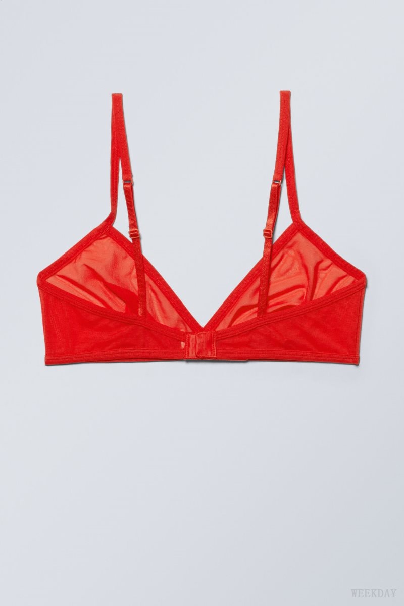 Weekday Bonnie Mesh Triangle Bralette Bralette Red | YKVZ9040