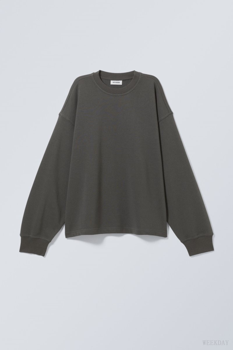 Weekday Boxy Crew Neck Sweatshirt Black | OCBN8421