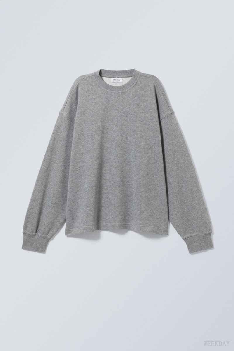 Weekday Boxy Crew Neck Sweatshirt Grey | DRDI4523