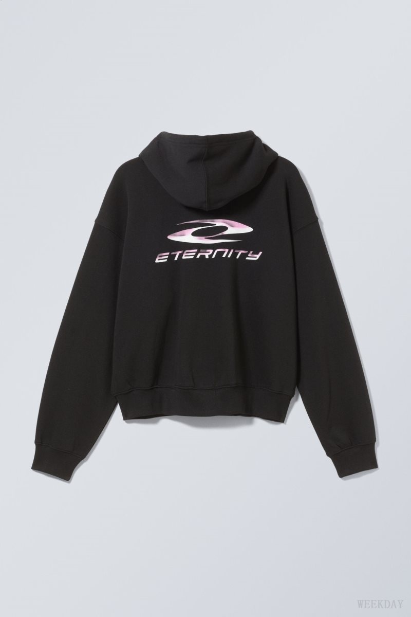 Weekday Boxy Graphic Zip Hoodie Eternity | FFGJ7262