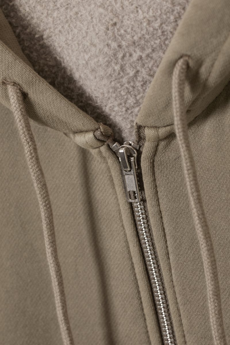 Weekday Boxy Heavyweight Zip Hoodie Dusty Mole | NTMU1256