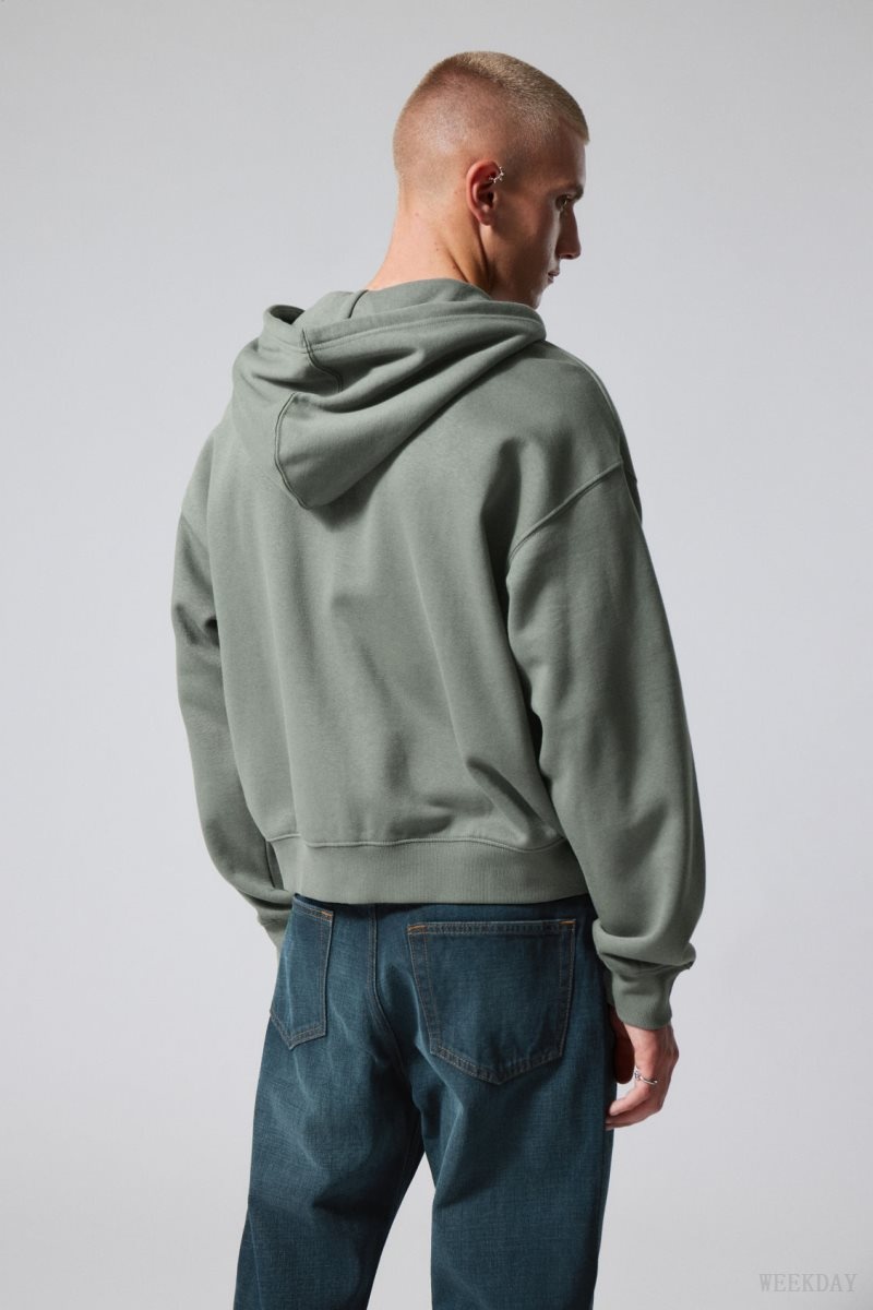 Weekday Boxy Midweight Zip Hoodie Grey | IKJG5262