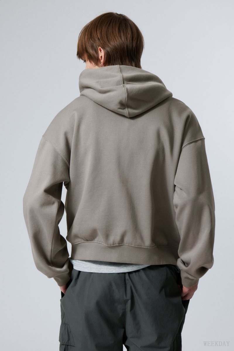 Weekday Boxy Midweight Zip Hoodie Grey | BEMH1933