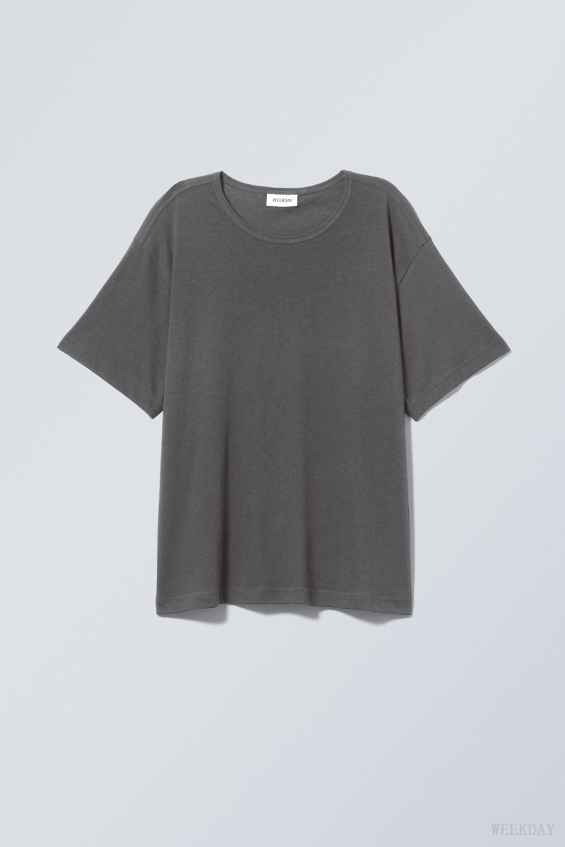 Weekday Boxy Relaxed T-shirt Dark Grey | VRPO1383