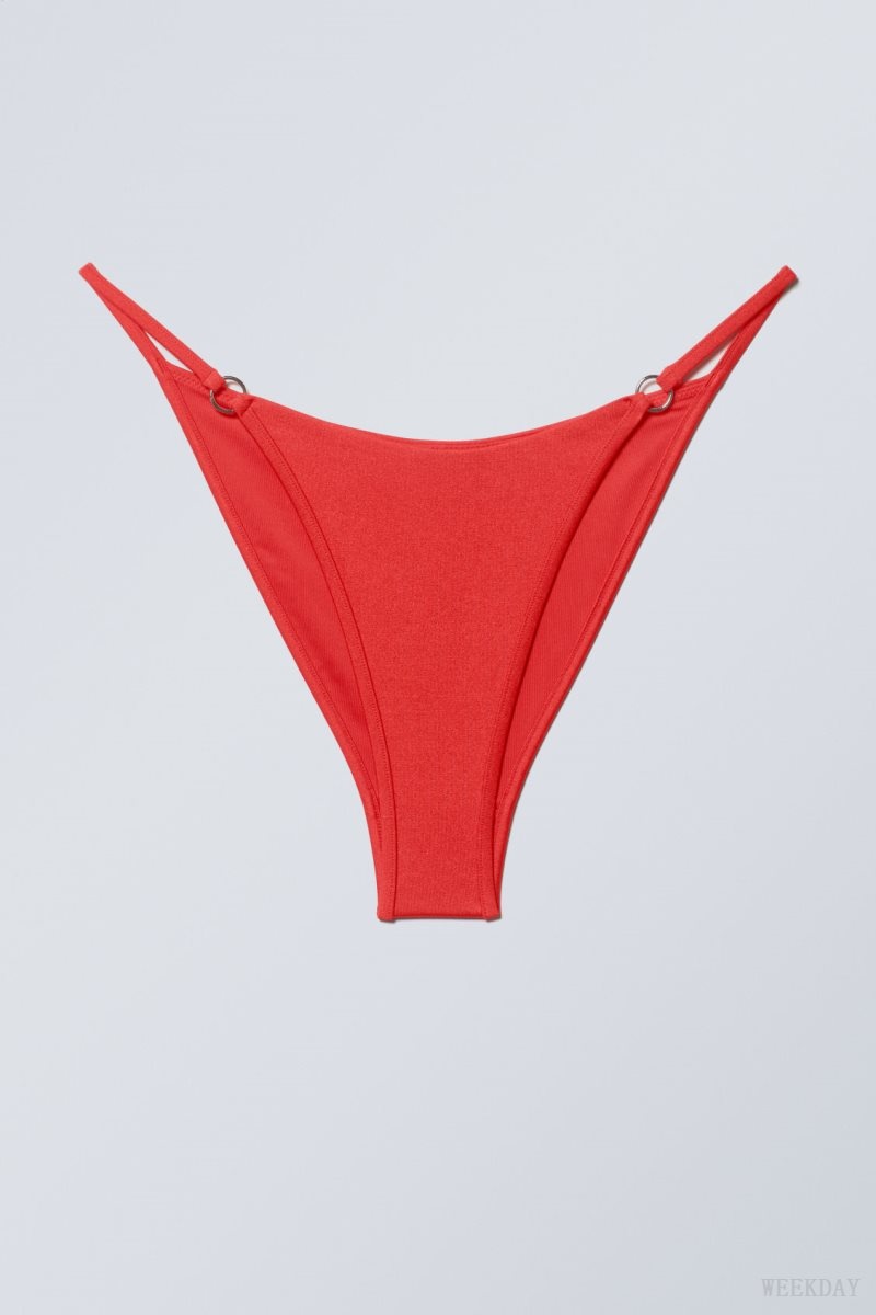 Weekday Brazilian Tanga Bikini Bottoms Red | VPRH9330