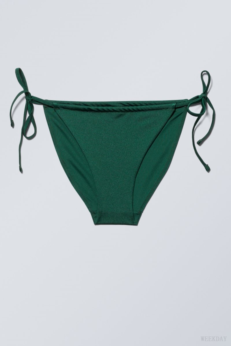 Weekday Breeze String Bikini Bottoms Dark Green | BWRS4341