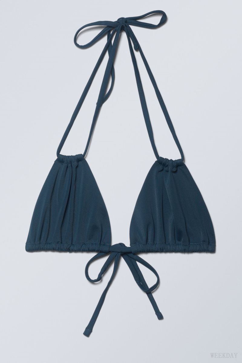 Weekday Breeze Tie Bikini Top Navy | VYNU1145