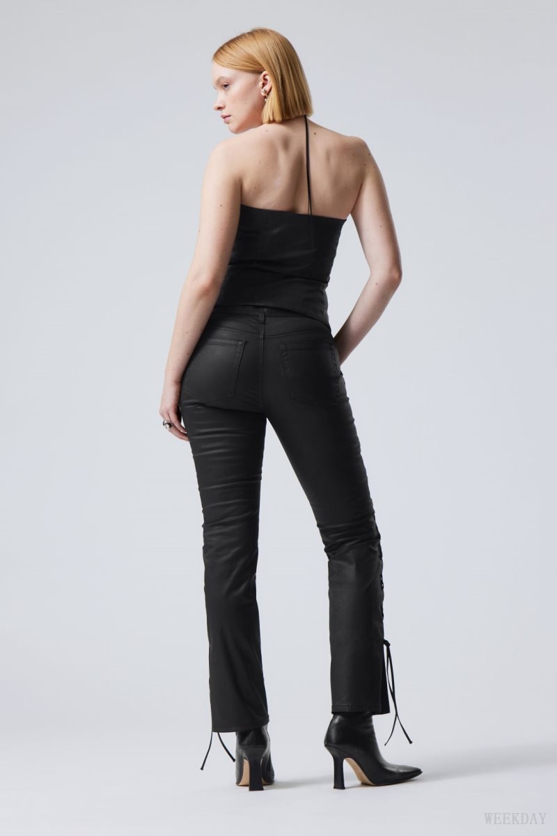 Weekday Cassidy Lace Up Trouser Black | LBZD7282