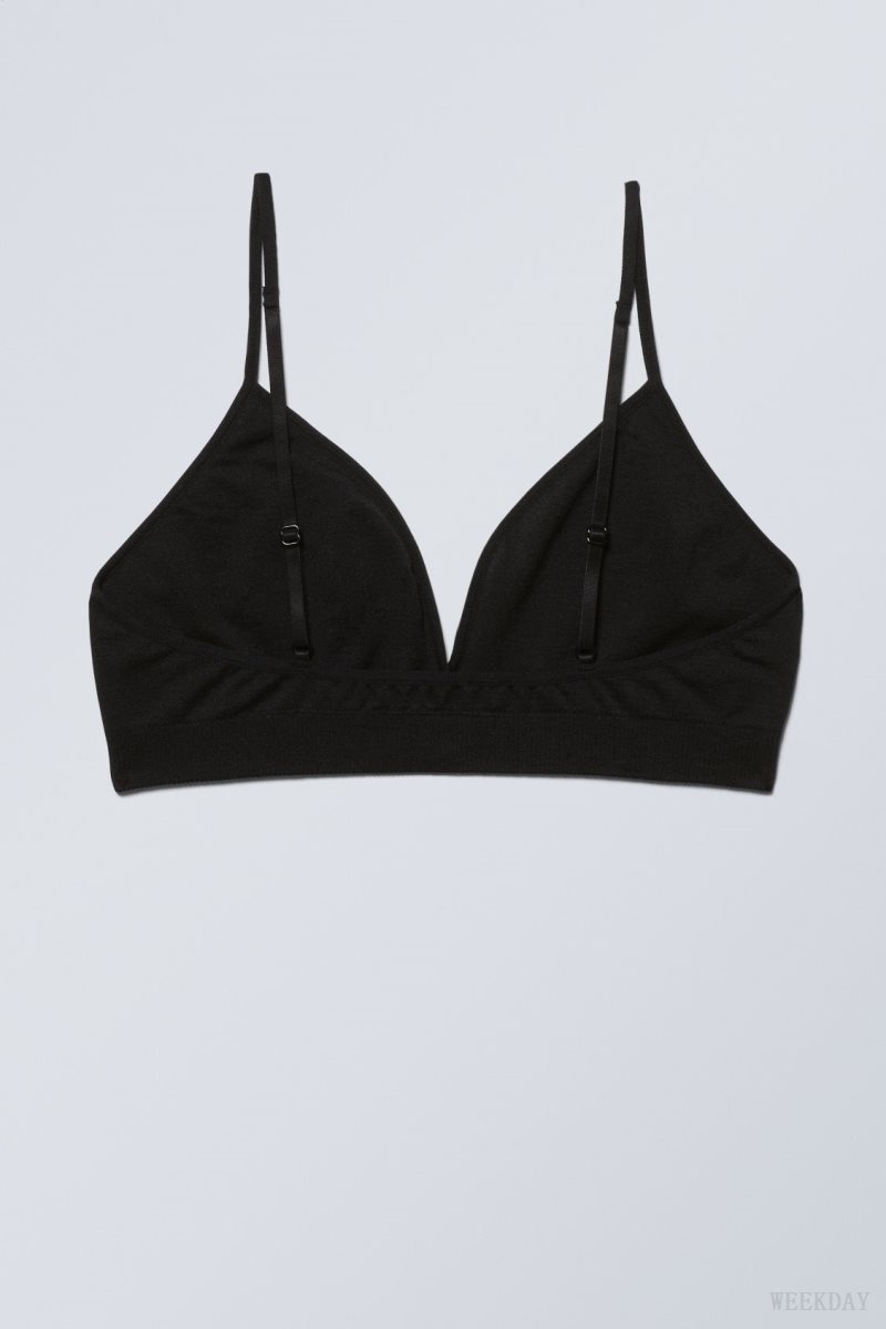 Weekday Cat Soft Triangle Bra Bra Black | LPKF7338