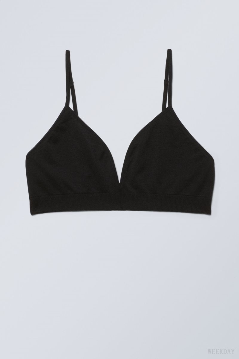 Weekday Cat Soft Triangle Bra Bra Black | LPKF7338