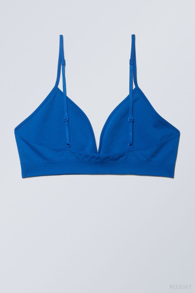 Weekday Cat Soft Triangle Bra Bra Blue | DSES7397