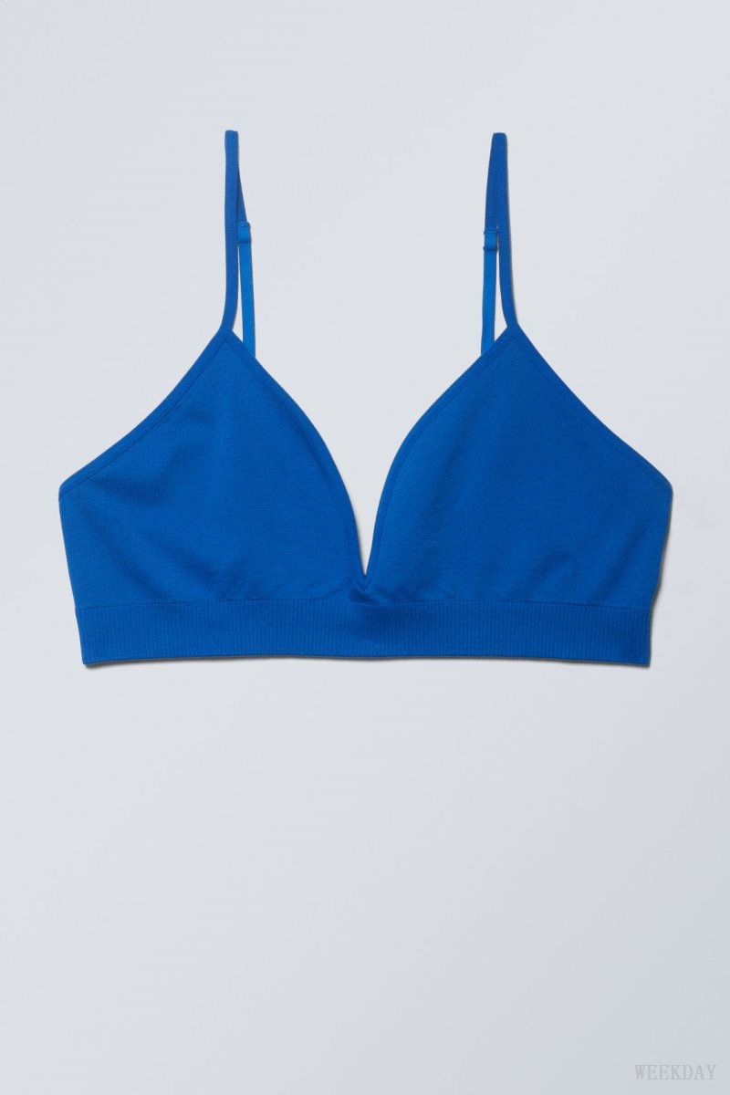 Weekday Cat Soft Triangle Bra Bra Blue | DSES7397