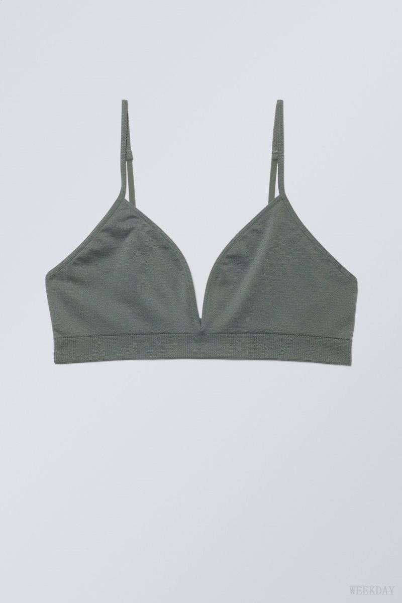 Weekday Cat Soft Triangle Bra Bra Dark Grey | GRHJ5456