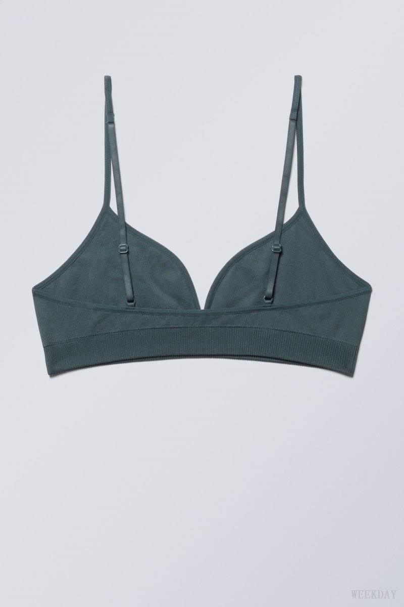 Weekday Cat Soft Triangle Bra Bra Dark Turquoise | DIHD4391