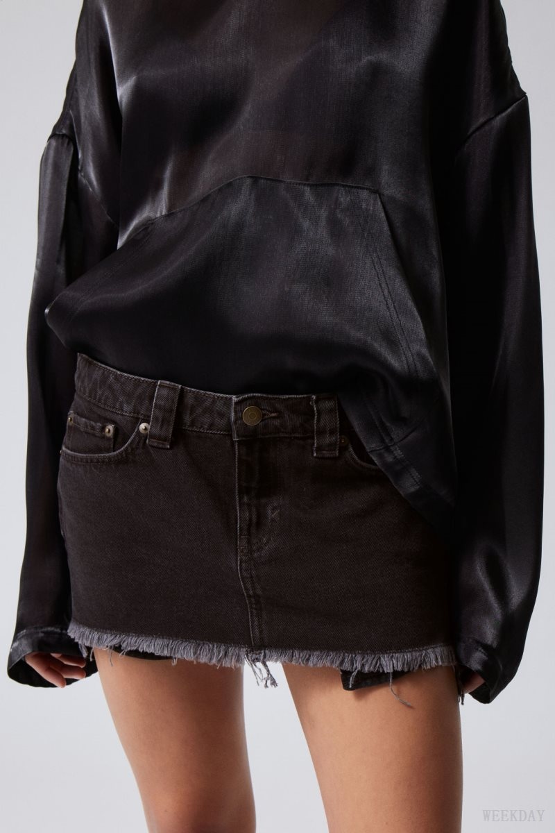 Weekday Ceinture Denim Mini Skirt Black | USXX6990