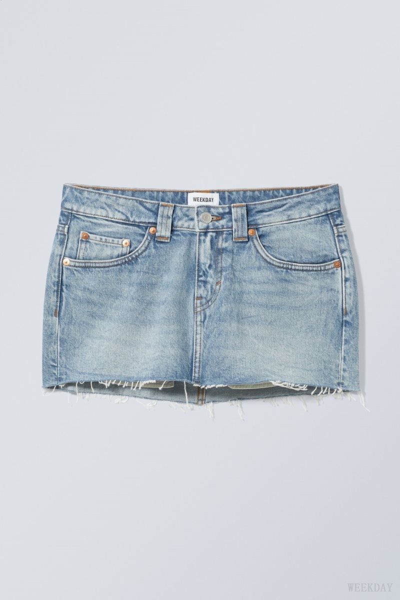 Weekday Ceinture Denim Mini Skirt Blue | KLUU6217