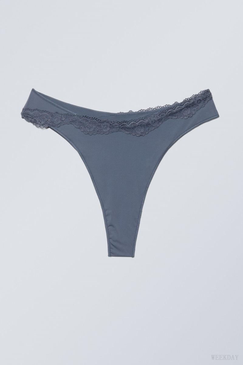 Weekday Cleo Lace Brazilian Briefs Briefs Blue | IJLZ8803