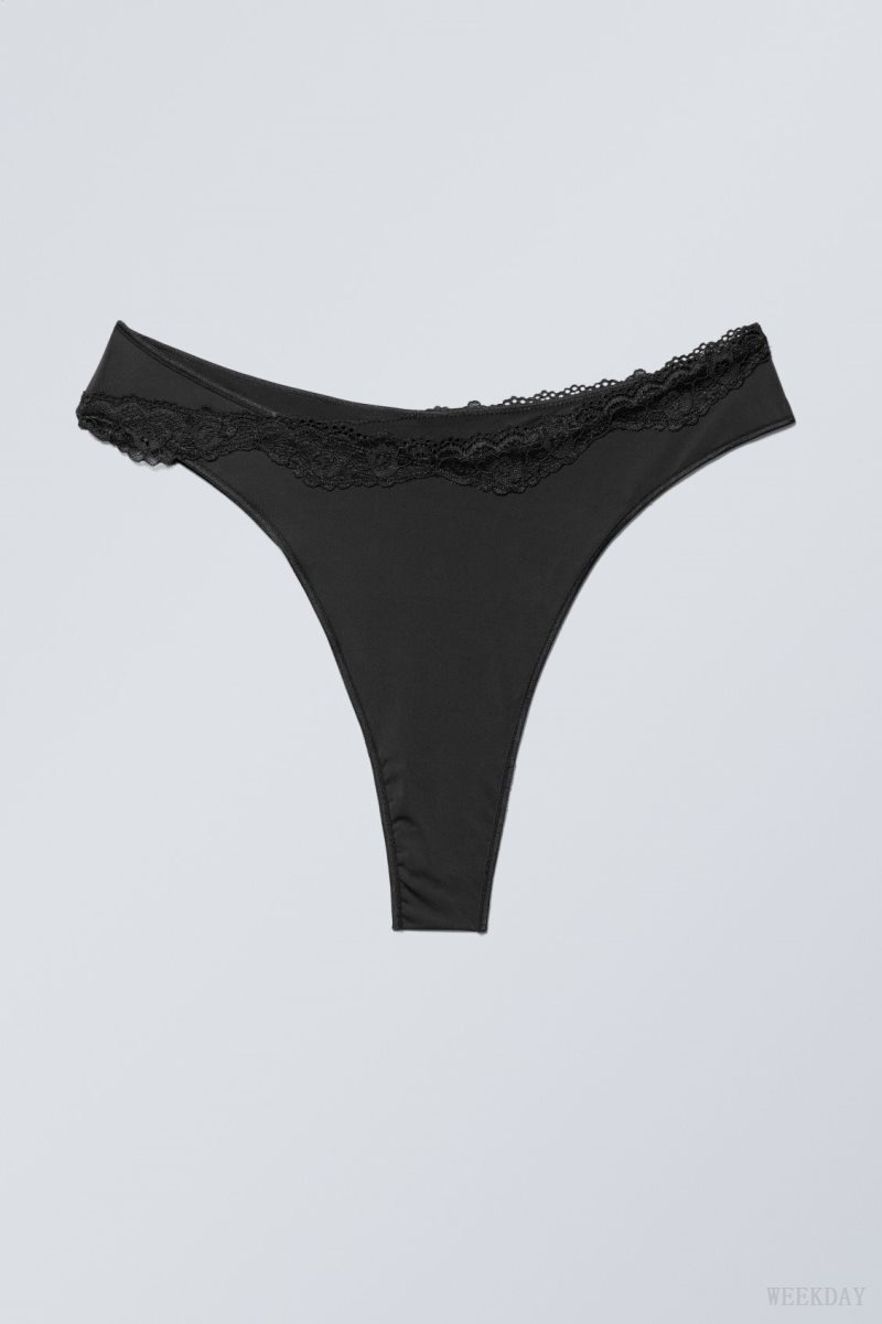 Weekday Cleo Lace Brazilian Briefs Briefs Black | MEWU0094