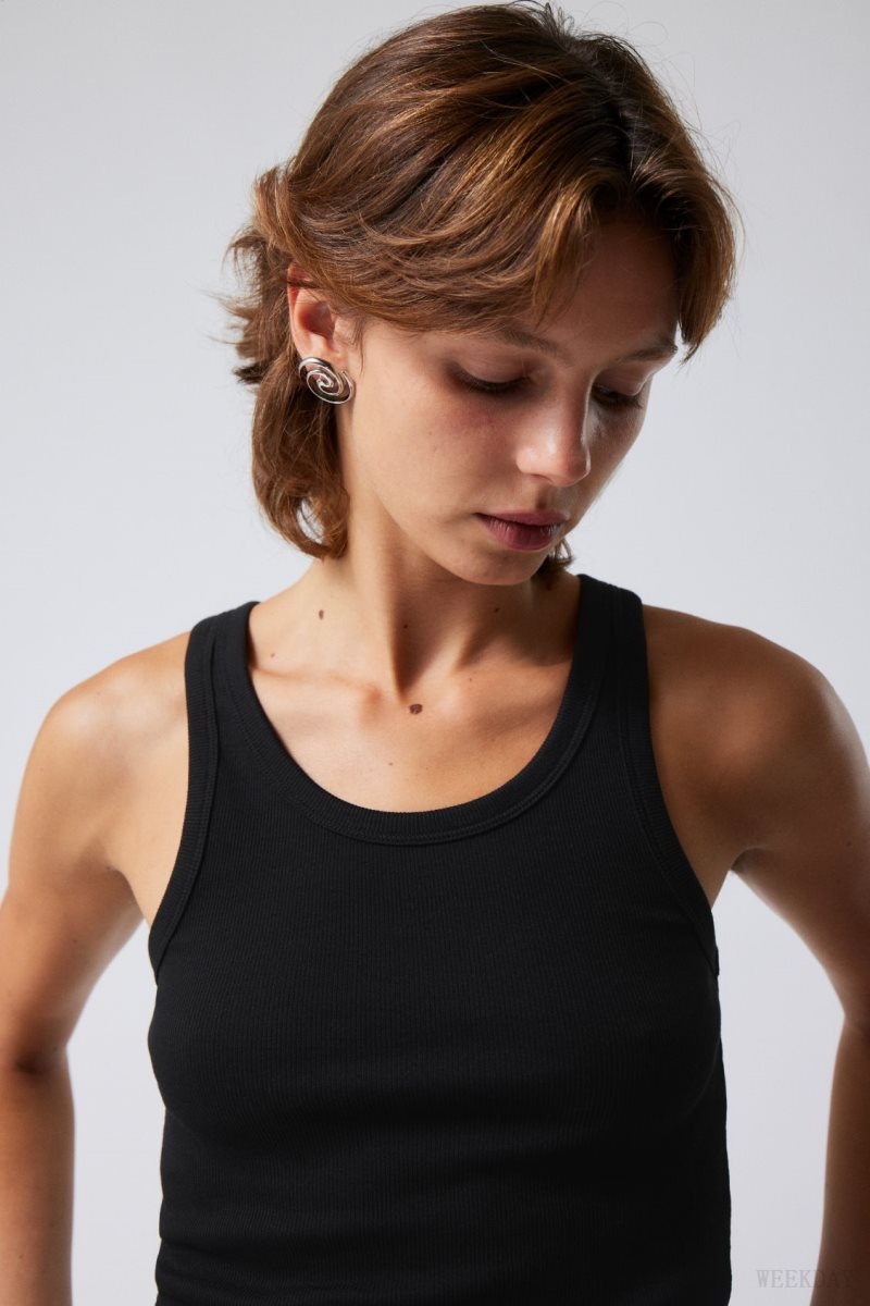 Weekday Close Fitted Tank Top Black | JCWF2744