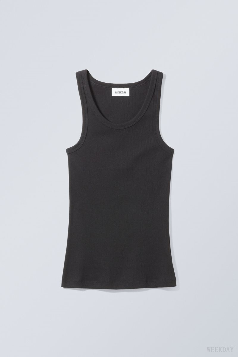 Weekday Close Fitted Tank Top Black | JCWF2744