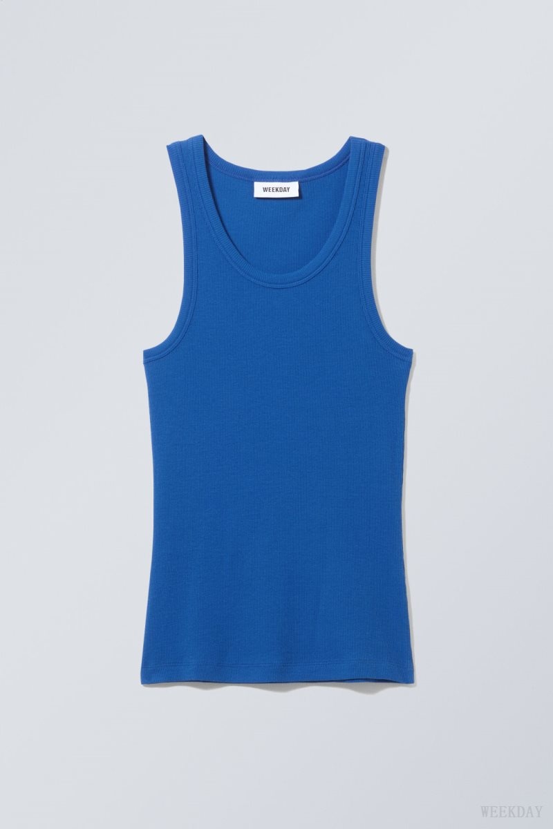 Weekday Close Fitted Tank Top Blue | SPWU8686