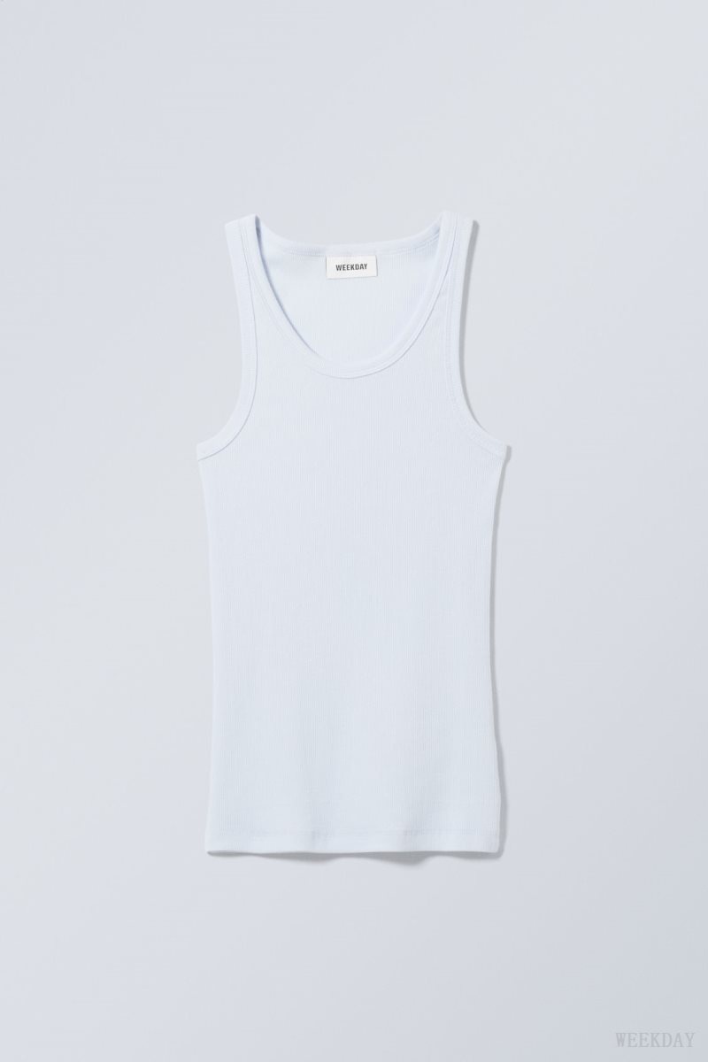 Weekday Close Fitted Tank Top Light Blue | WUXR5716