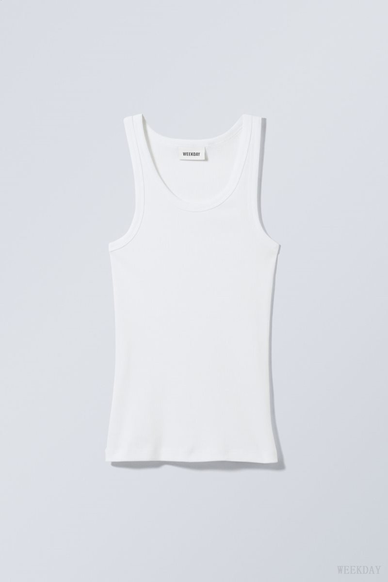 Weekday Close Fitted Tank Top White | XDON5895