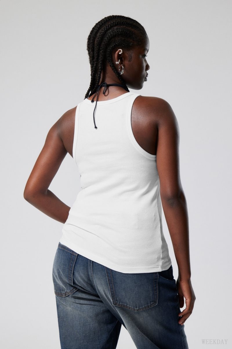 Weekday Close Fitted Tank Top White | XDON5895