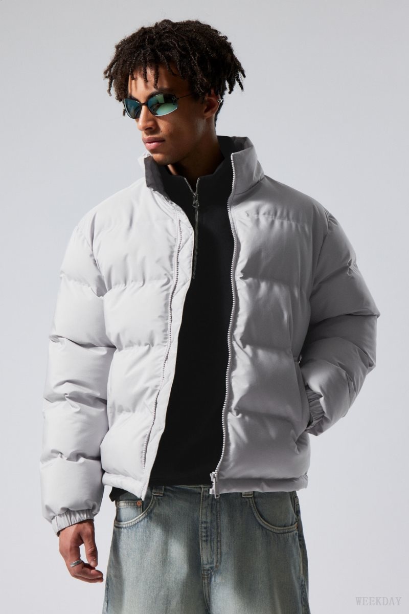 Weekday Cole Puffer Jacket Light Grey | XWLB4292