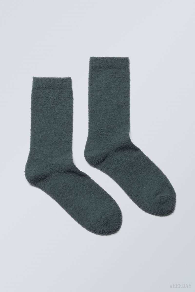 Weekday Cosy Socks Dark Turquoise | NSLJ7884