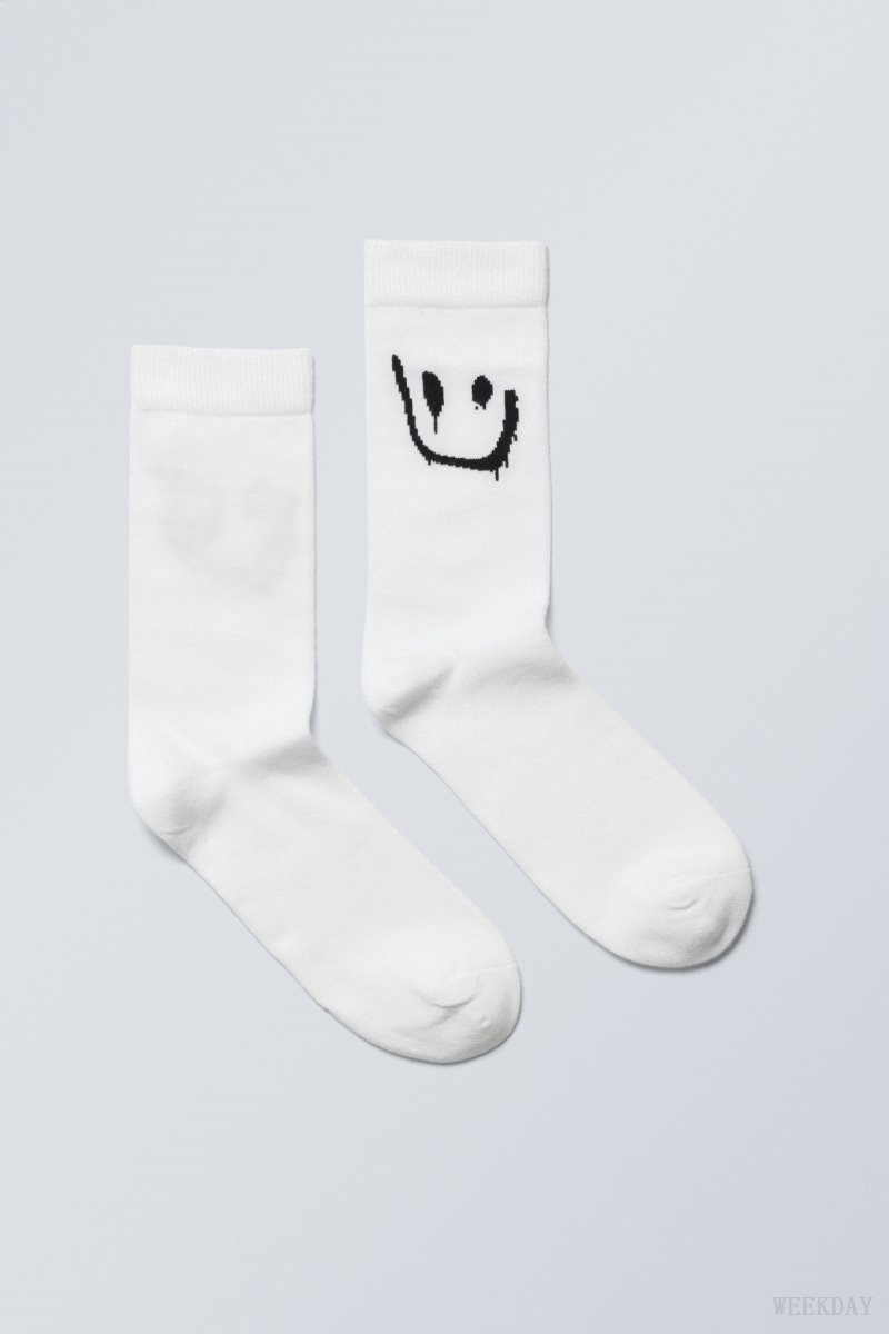 Weekday Cotton Graphic Socks Drippy Smiley | QOBQ6071