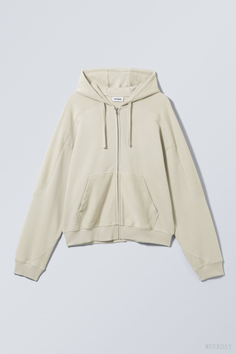 Weekday Craig Zip Hoodie Light Mole | AWKO7775