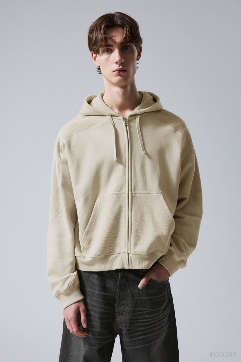 Weekday Craig Zip Hoodie Light Mole | AWKO7775