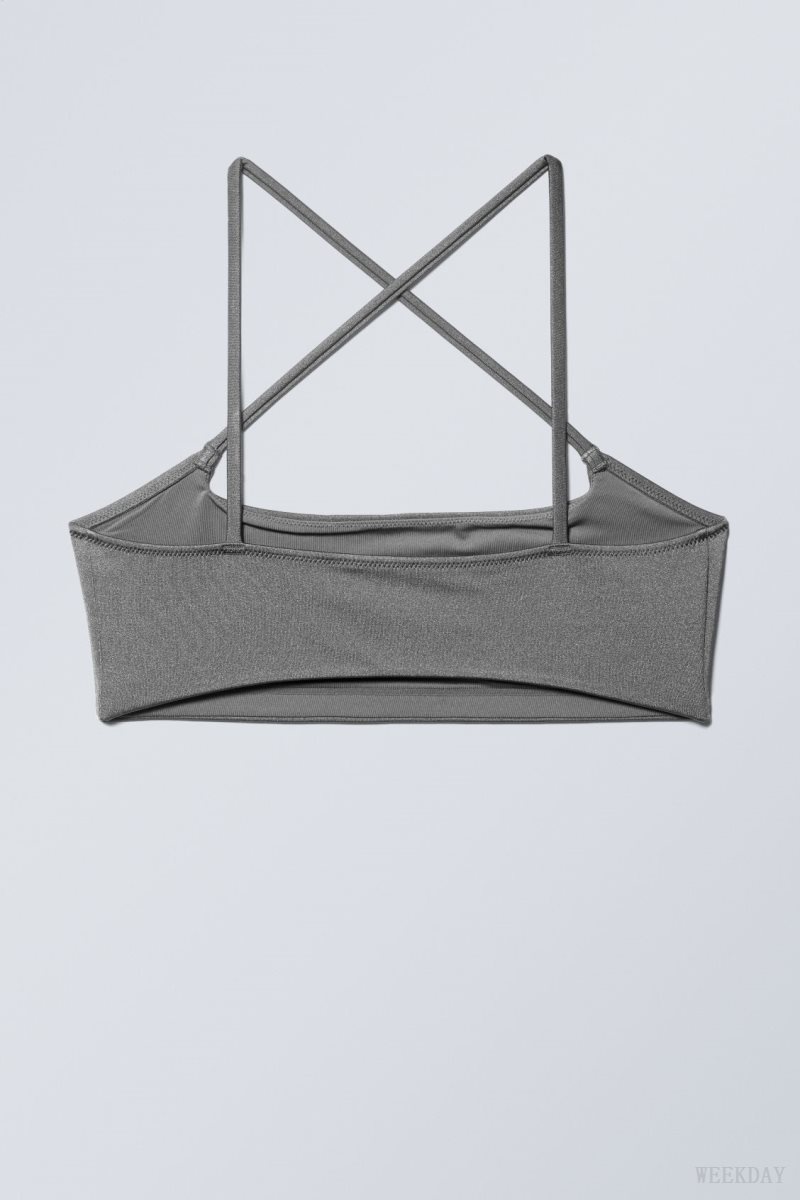 Weekday Cross Front Bikini Top Grey | COBZ6286