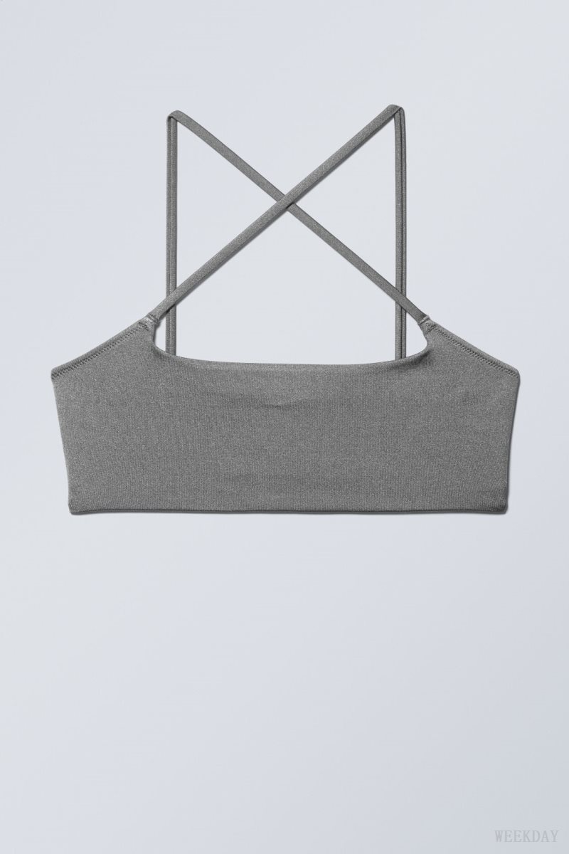 Weekday Cross Front Bikini Top Grey | COBZ6286