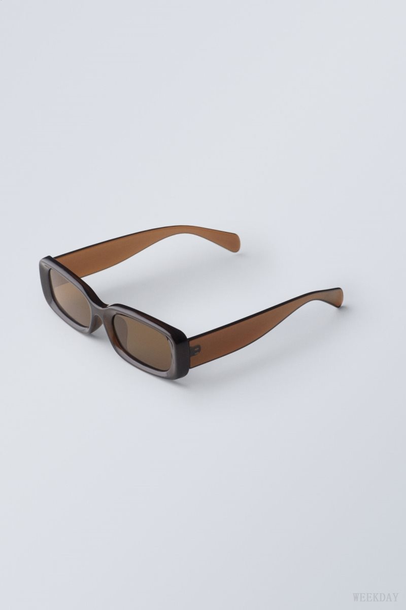 Weekday Cruise Squared Sunglasses Dark Brown | XLOX0530