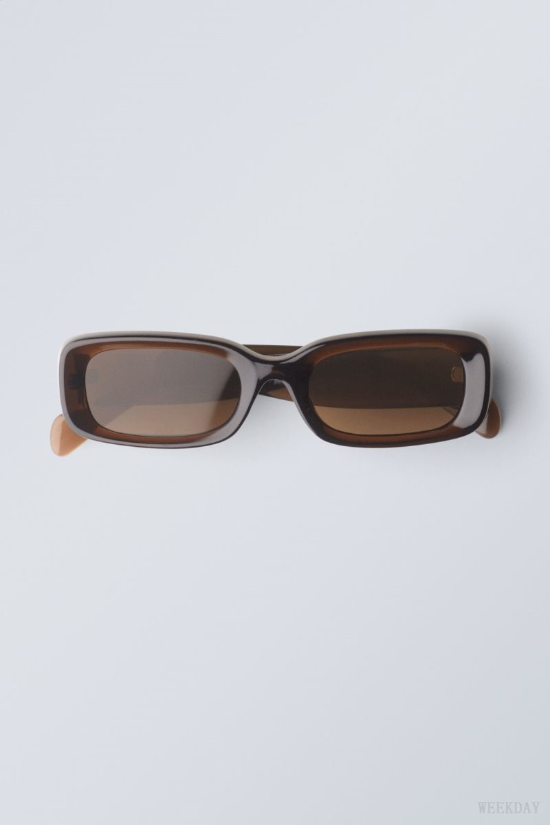 Weekday Cruise Squared Sunglasses Dark Brown | XLOX0530