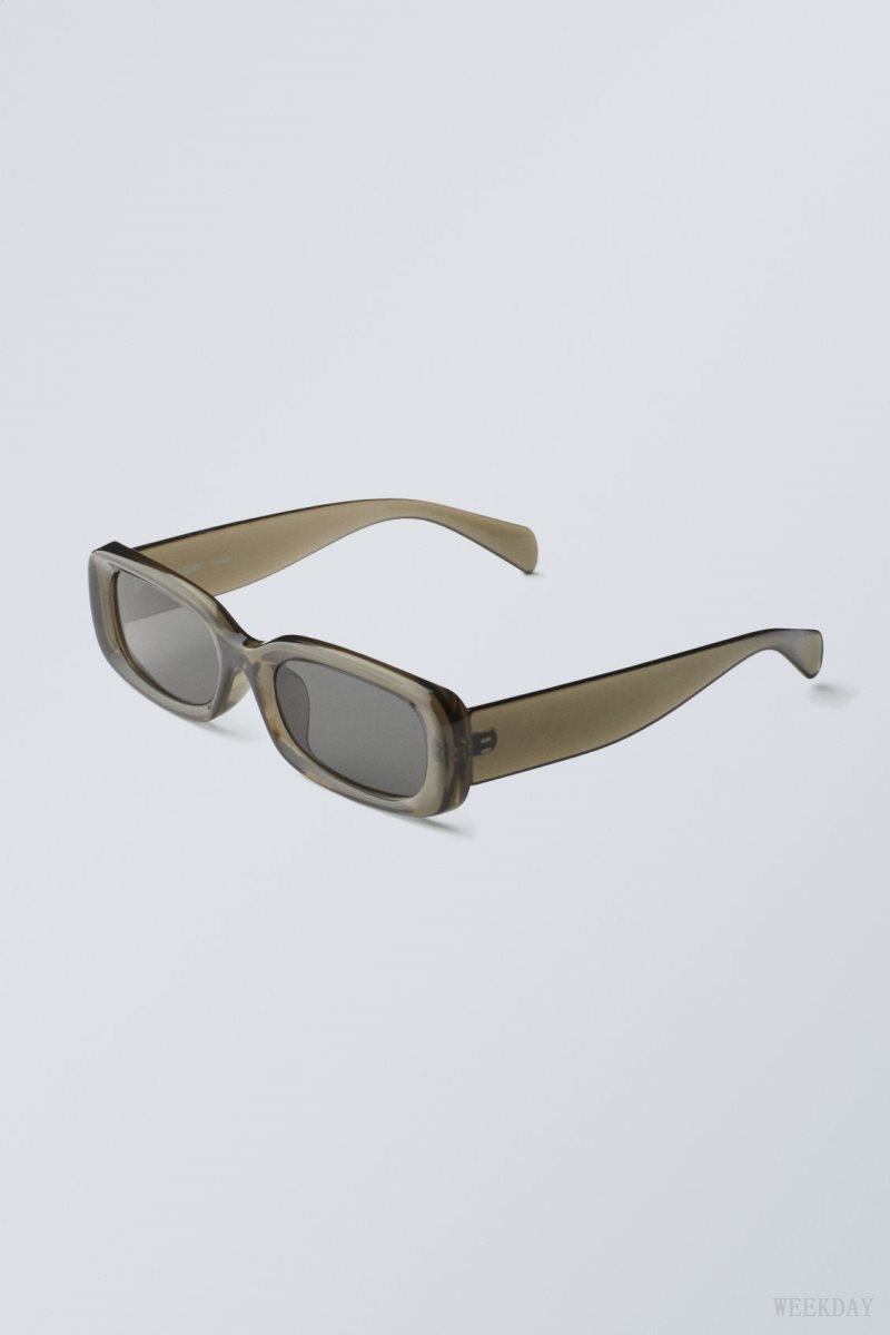 Weekday Cruise Squared Sunglasses Khaki | KLRF0761