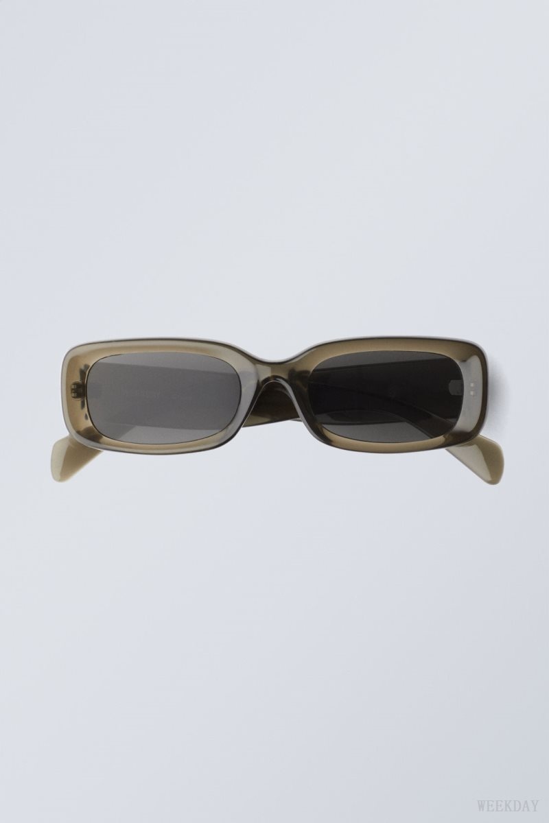 Weekday Cruise Squared Sunglasses Khaki | KLRF0761