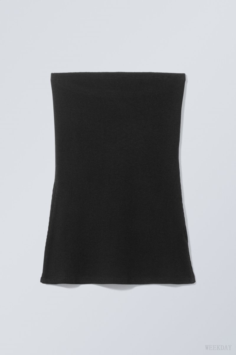 Weekday Cybele Slit Tube Top Black | CGTW7620