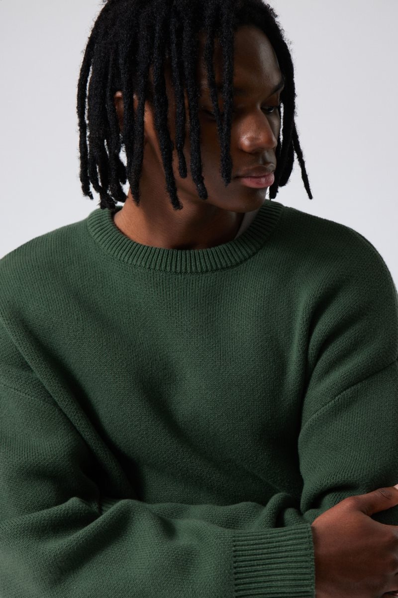 Weekday Cypher Oversized Sweater Dark Green | NNLP3538